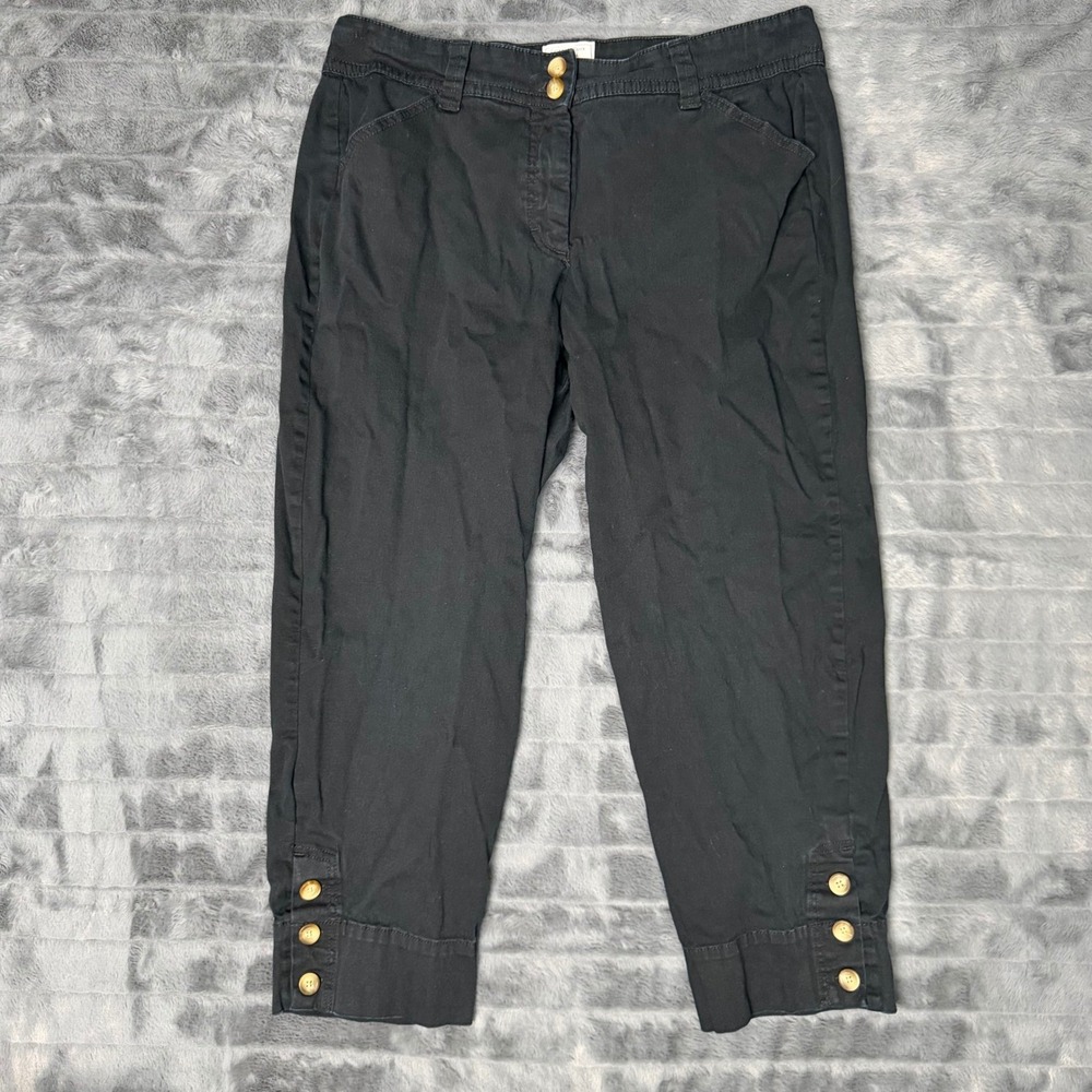 Charter Club Pant Shop Classic Fit Black Cropped Pants Womens 18 Button Cuff